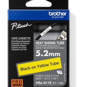 HSE-611E - čierna tlač na žltej, šírka 5,2 mm