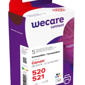 WECARE ARMOR ink sada kompatibilná s Canon PGI-520, CLI-521, PBCMY