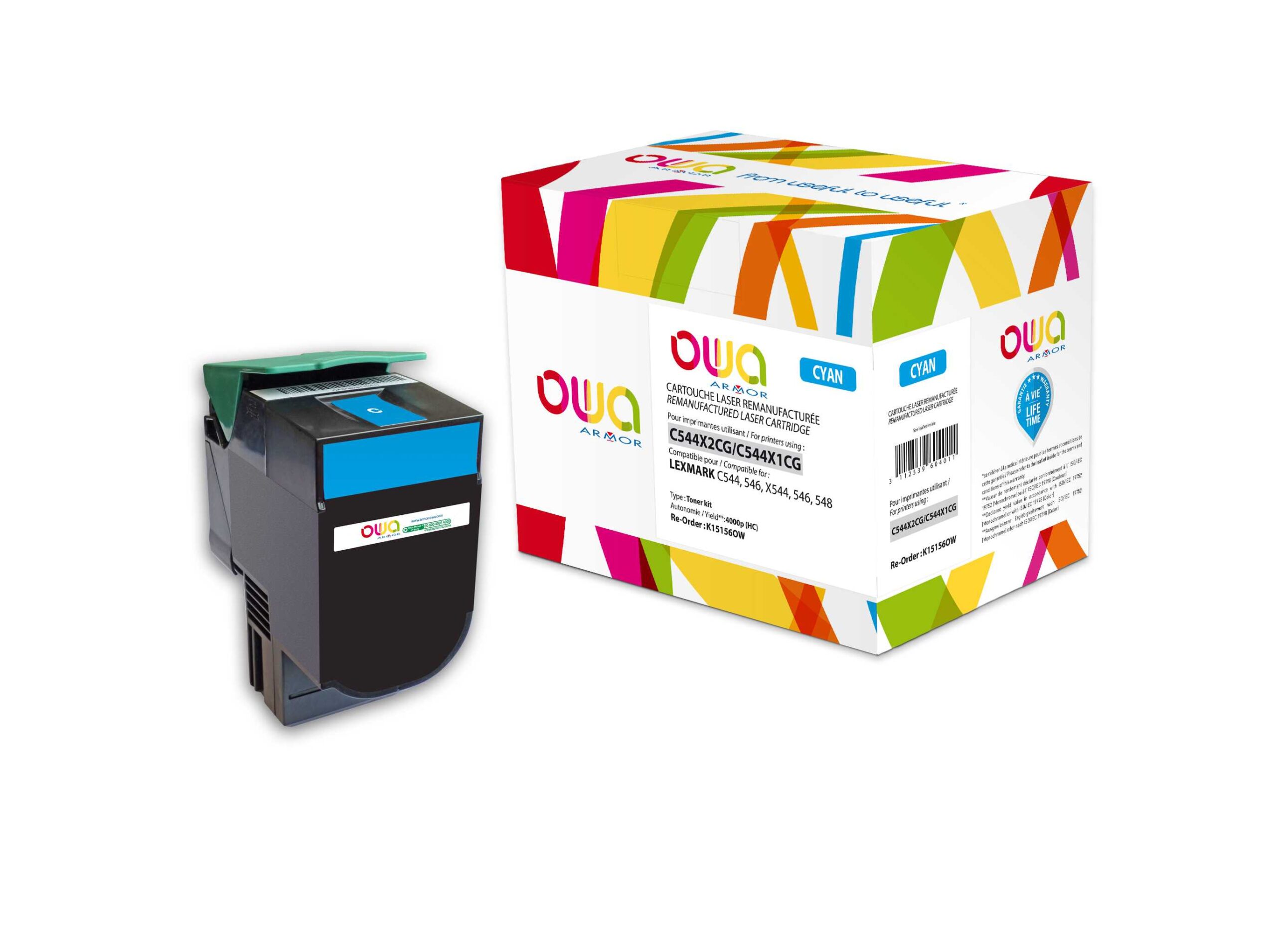OWA Armor toner kompatibilný s Lexmark C544X2CG, 4000st, modrá/cyan