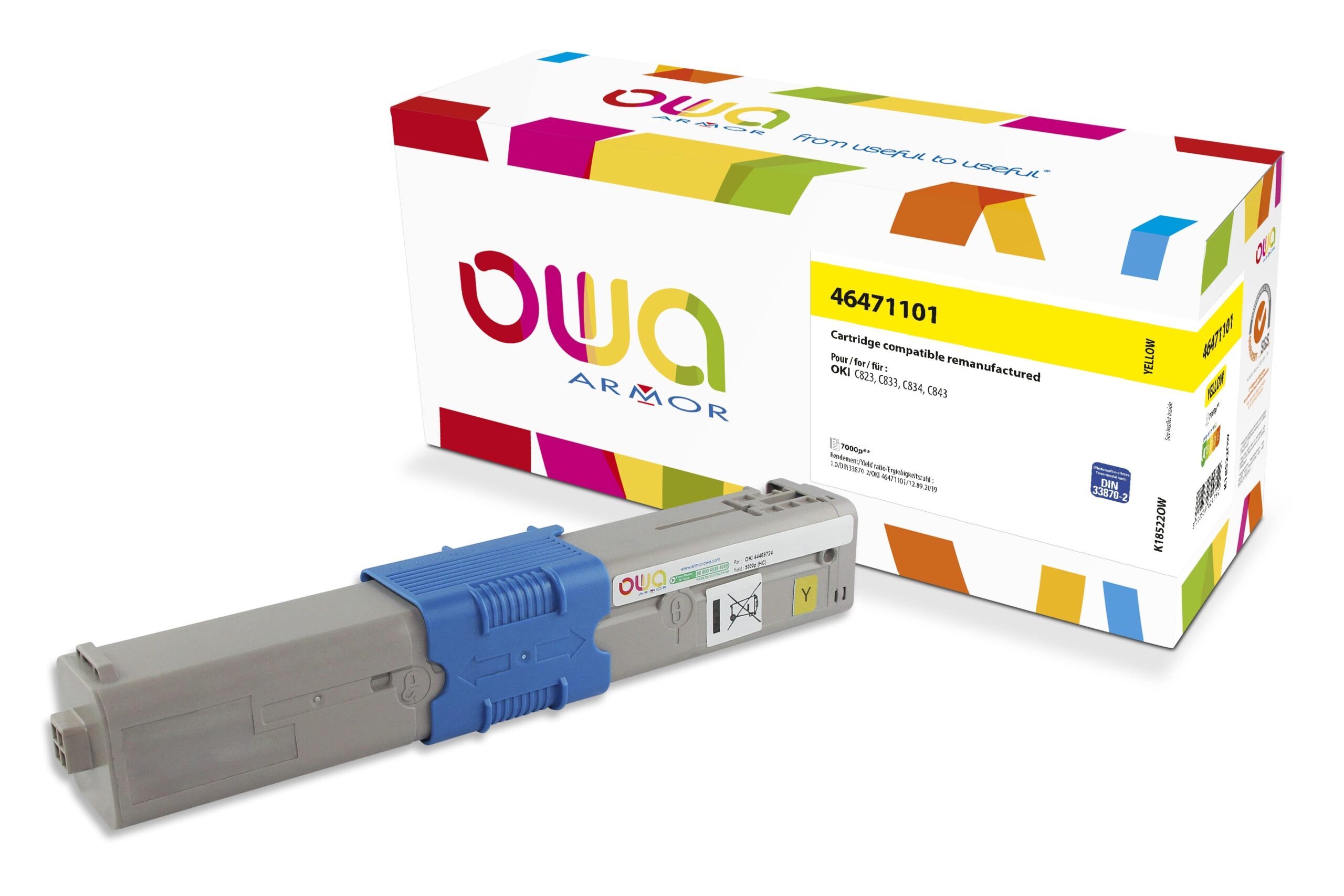 OWA Armor toner kompatibilný s OKI 46471101, 7000st, žltá/yellow