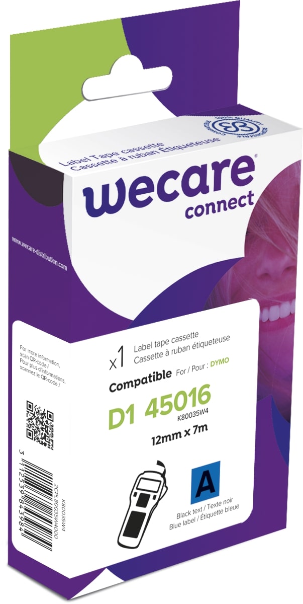 WECARE ARMOR páska kompatibilná s DYMO S0720560,Black/Blue,12MM*7M
