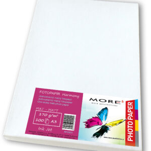 Fotopapier matný biely kompatibilný s A3; 170g/m2; kompatibilný s ink. tlač.; 100 ks