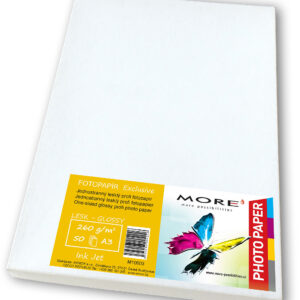 Fotopapier lesklý biely kompatibilný s A3; 260g/m2kompatibilný s ink. tlač, 50ks