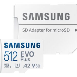 Samsung EVO Plus/micro SDXC/512GB/UHS-I U3 / Class 10/+ Adaptér/Biela