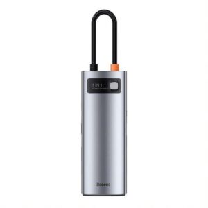 Baseus dokovacia stanica 7v1 USB-C (USB-C PD 100W, USB-C, 2x USB 3.0, HDMI, SD/TF port) sivá