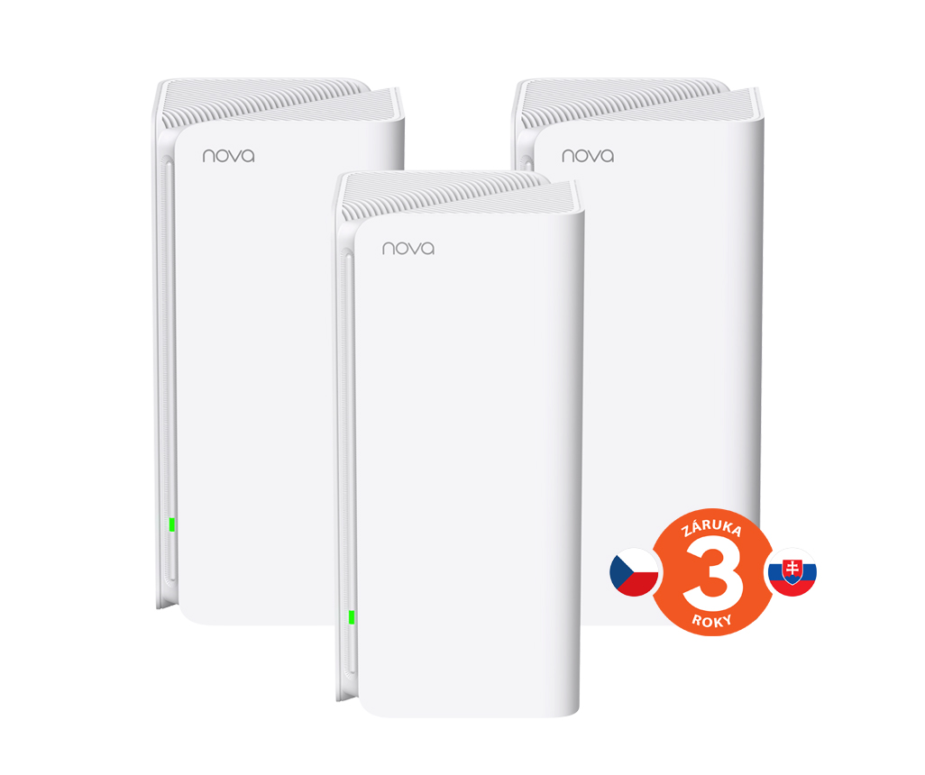 Tenda Nova MX15 Pro (3-pack) WiFi 6 AX5400 Mesh Gigabit systém, 9x GLAN/GWAN, WPA3, VPN, CZ app