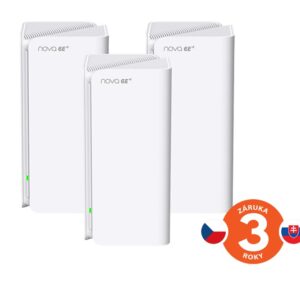 Tenda Nova MX21 Pro (3-pack) WiFi6E AXE5700 Mesh Gigabit systém, 9x GLAN/GWAN, WPA3, VPN, CZ app