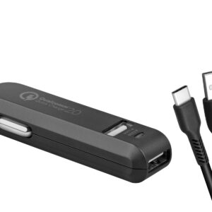 AVACOM CarMAX 2 nabíjačka do auta 2x Qualcomm Quick Charge 2.0, čierna farba (USB-C kábel)
