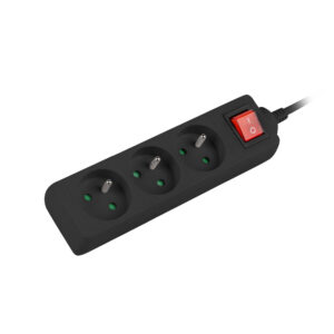 Predlžovací kábel Lanberg PS1, 3 zásuvky, 3m vypínač, čierna