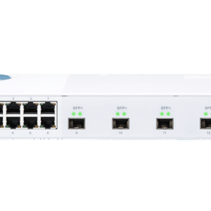 QNAP riadený switch QSW-M408S (12portov: 8x Gigabit port + 4x 10G SFP+ porty)