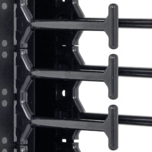 19" vyväzovací panel 45U - Hrebeň, dvojradový čierny