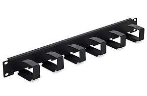 19" vyväzovací panel 1U 6x háčik 70x27mm sivý kov