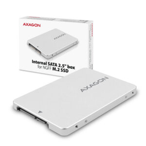 AXAGON RSS-M2SD, SATA - M.2 SATA SSD, interný 2.5" ALU box, strieborný