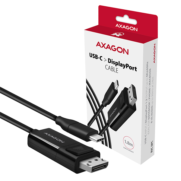AXAGON RVC-DPC, USB-C -> DisplayPort redukcia / kábel 1.8m, 4K/60Hz