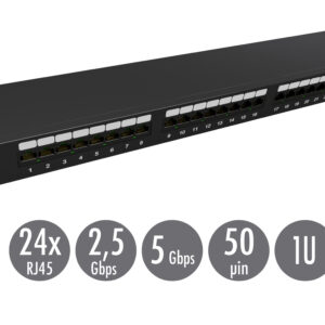 19" patch panel Solarix 24 x RJ45 CAT5E STP 1U SX24-5E-STP-BK-N