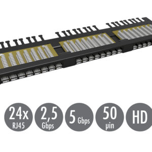 19" patch panel Solarix 24xRJ45 CAT6 UTP s vyväzovacou lištou čierny 0,5 U SX24HD-6-UTP-BK
