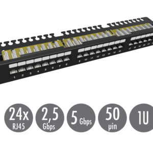 19" patch panel Solarix 24 x RJ45 CAT6 UTP s vyväzovacou lištou 1U SX24L-6-UTP-BK-N