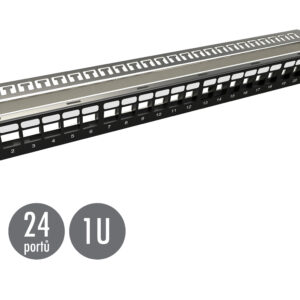 19" modulárny neosadený patch panel Solarix 24 portov 1U SX24M-0-STP-BK-UNI-N