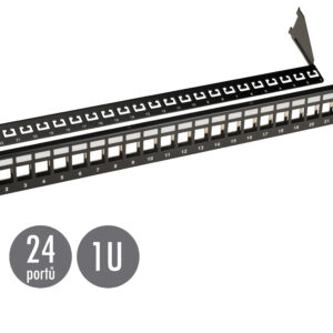 19" modulárny neosadený patch panel Solarix 24 portov čierny 1U SX24M-0-STP-BK-UNI