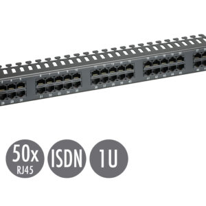 19" ISDN panel Solarix 50 x RJ45 čierny 1U SX50-ISDN-BK