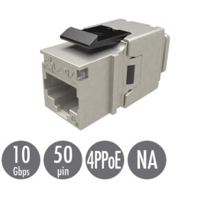 Rýchlozarezávacie keystone Solarix CAT6A STP SXKJ-10G-STP-BK-NA Component Level a 4PPoE certifikácia