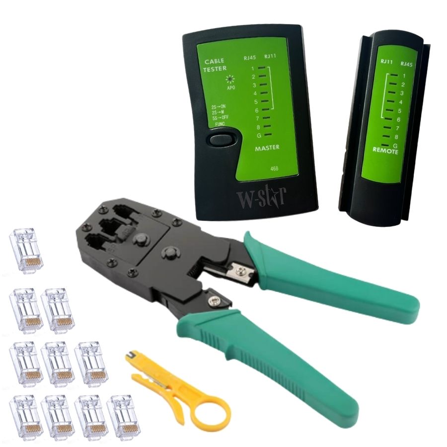 W-Star Sada náradia pre sieťárov WS193, tester UTP, kliešte RJ45 RJ11, narážač, 10x RJ45