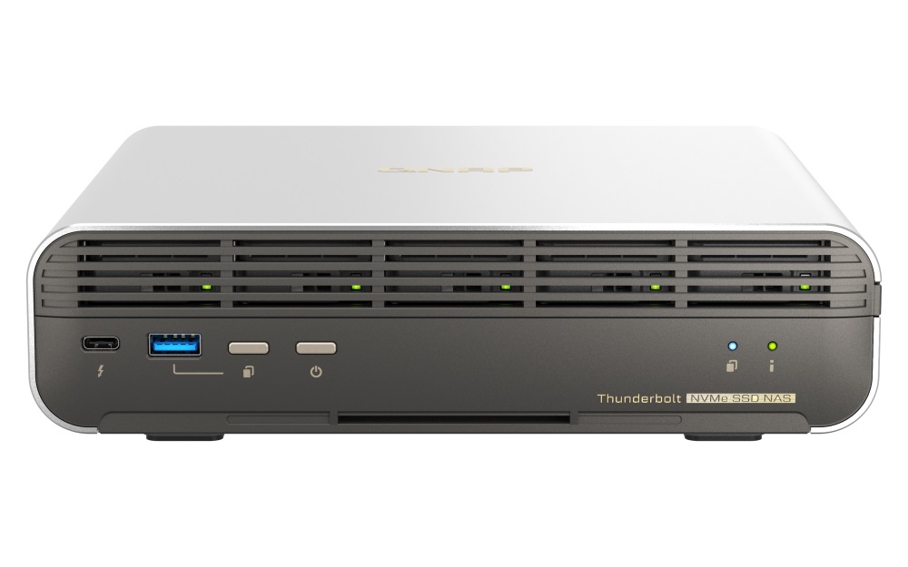 QNAP TBS-h574TX-i3-12G (8core, 12GB RAM, 5x E1.S/M.2 slot, 1x 2,5GbE, 1x 10GbE, 2x Thunderbolt 4)