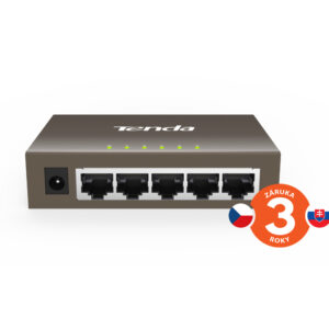 Tenda TEG1005D - 5x 10/100/1000 Mbps Kovový Switch, Fanless - bez ventilátorov, ochrana 6 kV