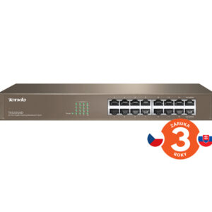 Tenda TEG1016D - 16x Gigabit Switch, Fanless-bez ventilátorov, Rackmount, ochrana proti prepätiu