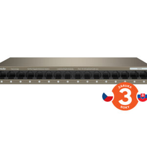 Tenda TEG1016M 16-port Gigabit Switch, 16x 10/100/1000 Mb/s, Fanless, MAC 8K, napájanie AC/DC, aj múr