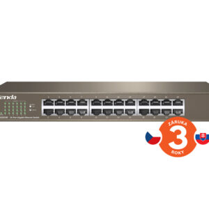 Tenda TEG1024D 24x Gigabit Switch, Fanless-bez ventilátorov, Rackmount, ochrana proti prepätiu