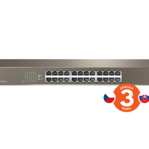 Tenda TEG1024G 24x Gigabit Switch, Fanless-bez ventilátorov, Rackmount 19", ochrana proti prepätiu
