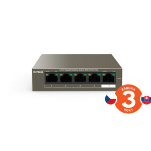 Tenda TEG1105P-4-63W PoE AT switch 4x PoE 802.3af/at, 5x 1 Gb/s, PoE celkom 63W, fanless, PoE+