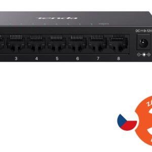 Tenda TEG2208D Websmart L2 cloud managed switch, 8x 10/100/1000 Mbps, Kov, Fanless - bez ventilátorov