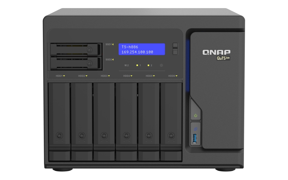 QNAP TS-h886-D1602-8G (Xeon 3,2GHz, ZFS, 8GB ECC RAM, 6x3,5"+2x 2,5", 2xPCIe, 4x 2,5GbE, 2xM.2 NVMe)
