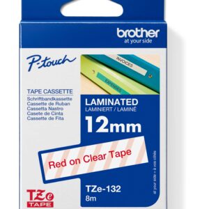 TZE-132, priesvitná/červená, 12mm