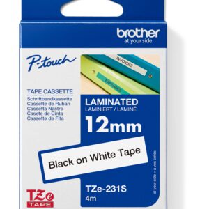 TZE-231S, čierna / biela, 12mm