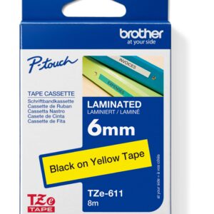 TZE-611, žltá/čierna, 6mm