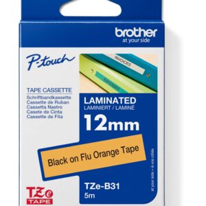 TZE-B31, signálna oranžová/čierna, 12mm