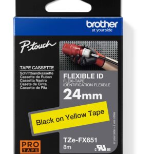 TZe-FX651, čierna tlač na žltej, šírka 24 mm