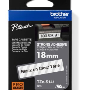 TZE-S141, priesvitná / čierna, 18mm