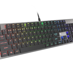Genesis herná mechanická klávesnica THOR 420/RGB/Content Slim Blue/Drôtová USB/US layout/Sivá