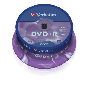 VERBATIM DVD+R(25-Pack)Spindl/MattSlvr/16x/4.7GB