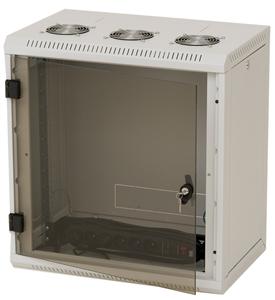 Nástenný rack RUA 15U/600mm, plechové dvere, odním.bočnice