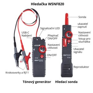 W-Star Hľadačka káblov WSNF820, 0-400V traser káblov, až 1km, 0-2m