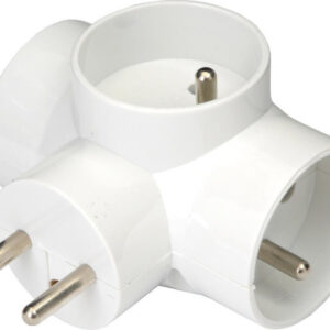 PremiumCord Roztrojka 230V 10A, 3x guľatá zásuvka, biela