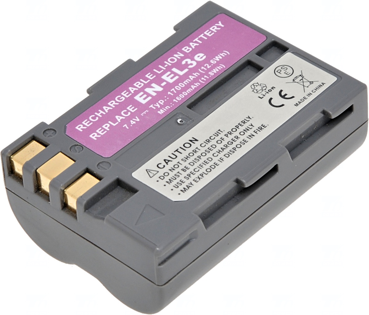 Batéria T6 power Nikon EN-EL3e, EN-EL3, EN-EL3a, 1700mAh, sivá