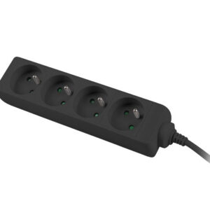 Predlžovací prívod 230V 2m 4 zásuvky, čierny