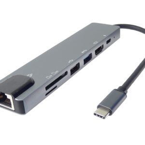 PremiumCord USB-C na HDMI + USB3.0 + USB2.0 + PD + SD/TF + RJ45 adaptér