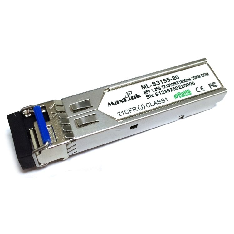 MaxLink 1.25G SFP optický modul, WDM (BiDi), SM, Tx 1310/Rx1550nm, 20km, 1x LC konektor, DDM